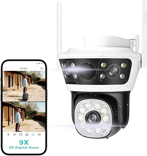 Cámara de seguridad para exteriores 2.4G WiFi PTZ Cámara para exteriores de doble lente cámaras de seguridad para el hogar Vista de 360 4MP Cable