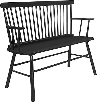 CARTESIAN Solid Wood Spindle Back Farmhouse Entryway Bench, 48x19x36 Inches Black