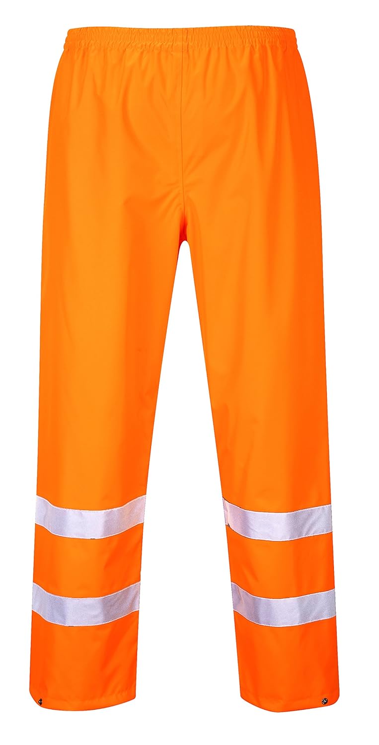 Portwest Hi-Vis Traffic Trouser Viz Work Cargo Work Pants Reflective Waterproof Rain ANSI E, Yellow, Large