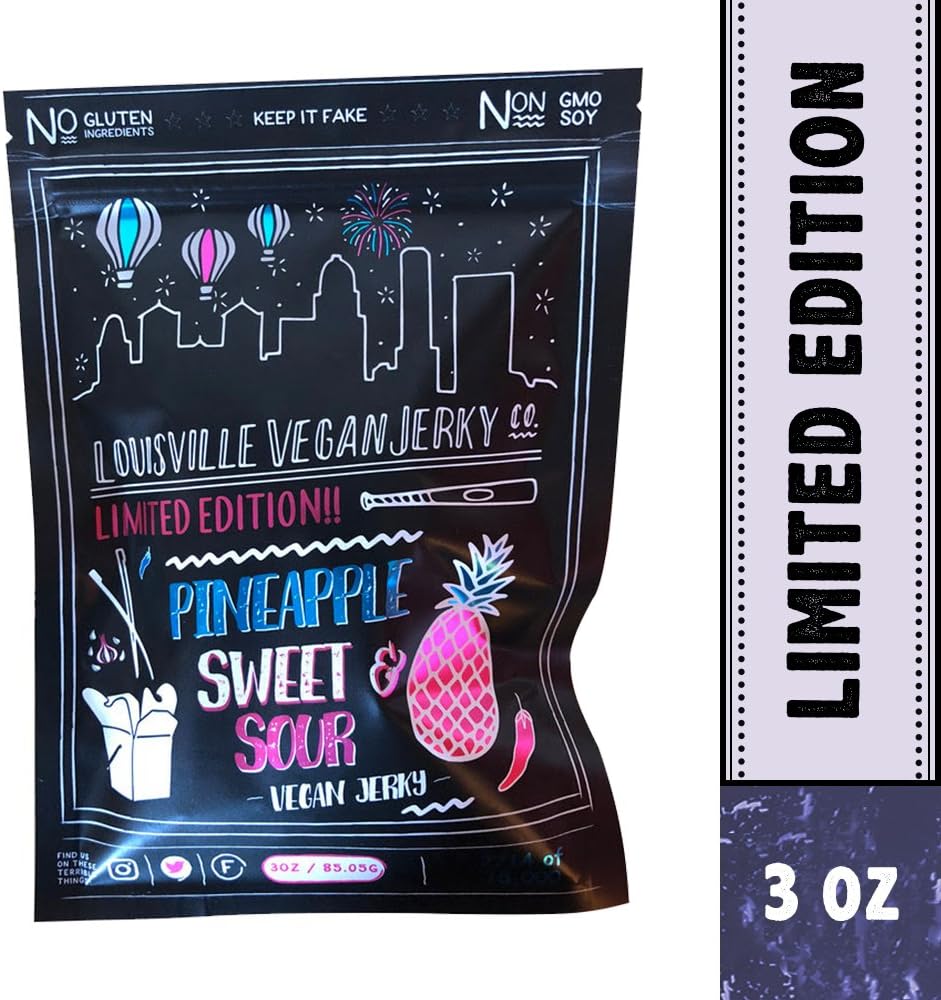 Louisville Vegan Jerky- Limited Edition Pineapple and Sweet and Sour (3 Ounces)