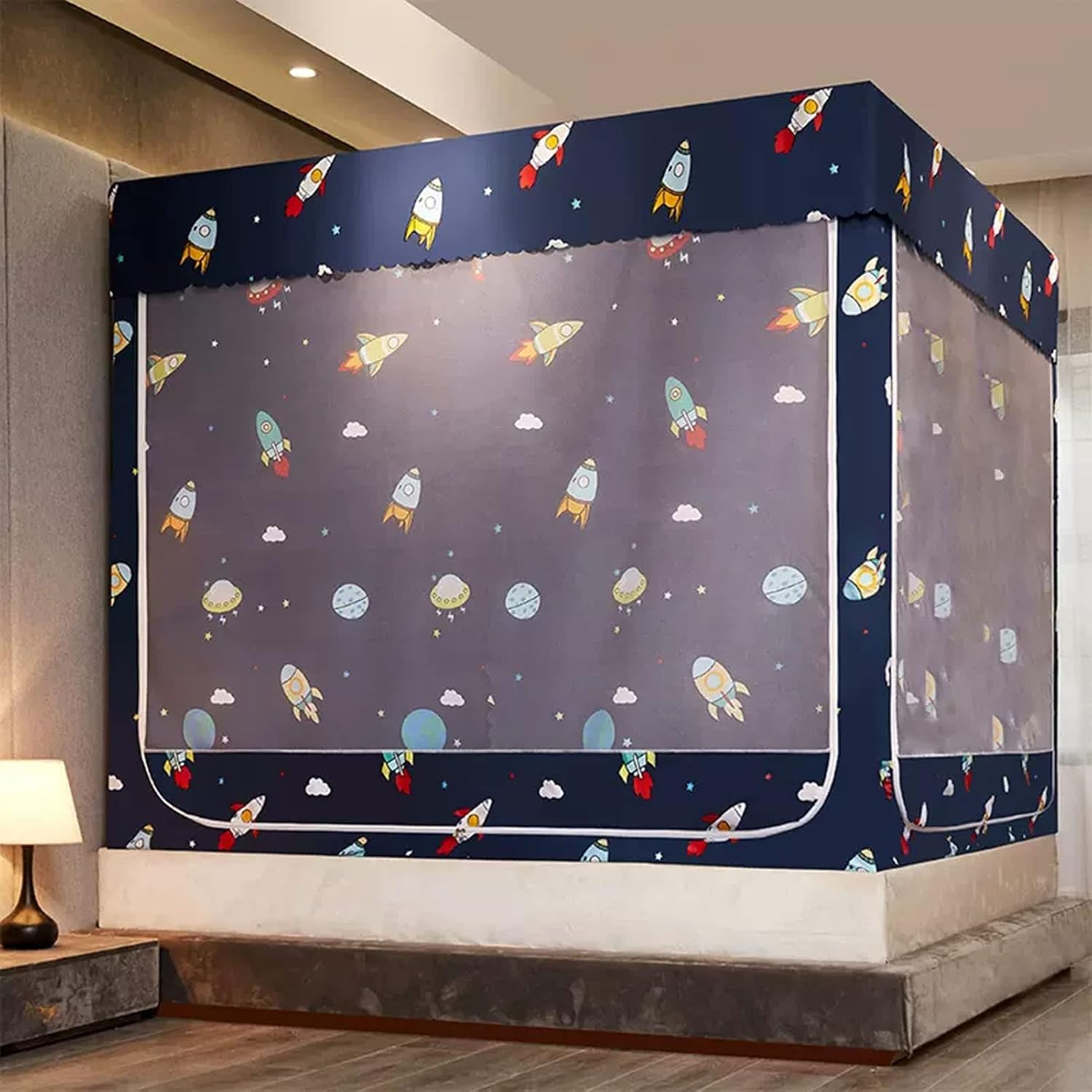 Generic Four Corner Post Princess Bed Canopy Curtains, Luxurious Bed Canopy for & Adults, Large Elegant Double Layer Bed Curtain Canopy Drapes, 1.2M