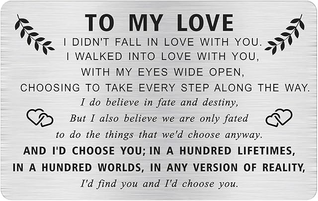 MOQIYXL I Love You Gifts for Him, Men Valentines Card, Fiance Gifts for Him, I Choose You Groom, Engraved Metal Wallet Card Insert
