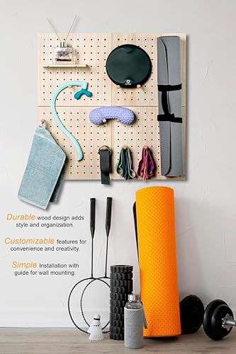 Miniatura 4 de Tableros de madera para exhibición de pared, organizador de 4 piezas y soporte para accesorios de manualidades, pistolas Nerf, joyas en cocina,