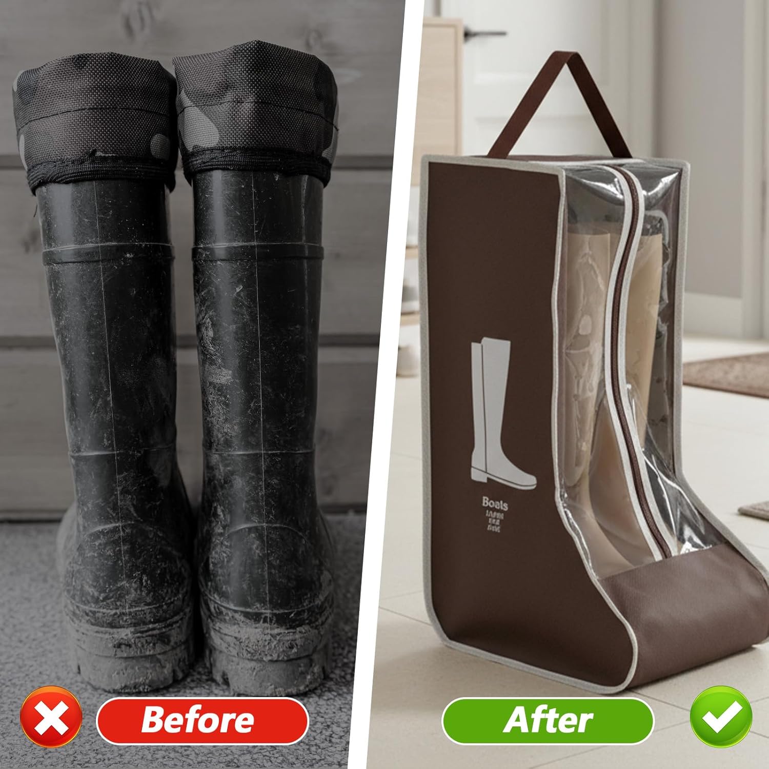 2pcs Boot Bags for Cowboy Boots Portable Boot Storage for Travel Dust Proof Boot Storage Organizer Tall Boots Shoe Cover Protector Bag - Image 4