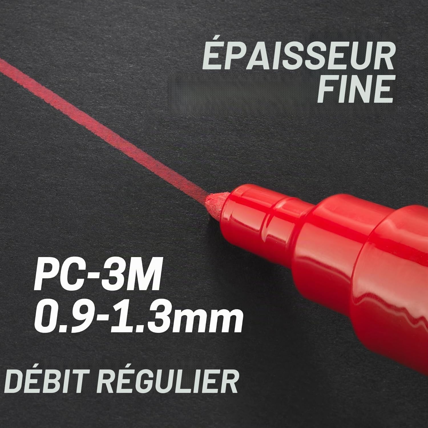 Posca PC-3M Lot de 12 marqueurs permanents à base d'eau Noir + blanc