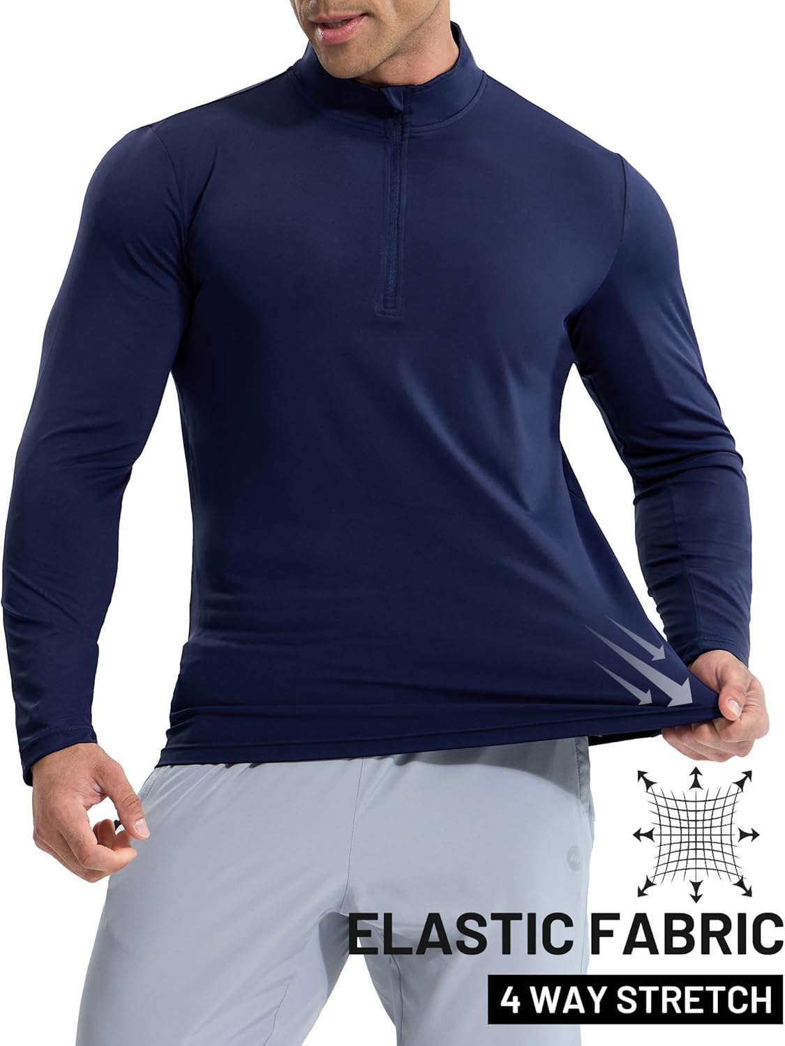 MIER Mens Quarter Zip Pullover Dry Fit Lightweight 1/4 Zip Long Sleeve Shirts for Athletic Running Golf Hiking, UPF 50+ - Image 3