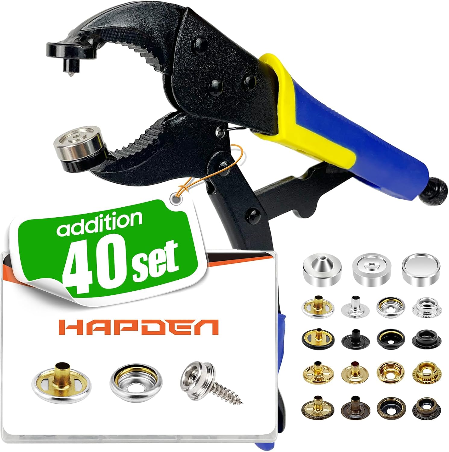 Snap Installation Tool, Snap Setter Tool Includes 80 Sets 15mm Snaps for Boat Cover, Replacing Metal Snaps, Repairing Boat Covers, Canvas, Sewing, Tar and 40 Sets Screw snap Combo Set Sliver