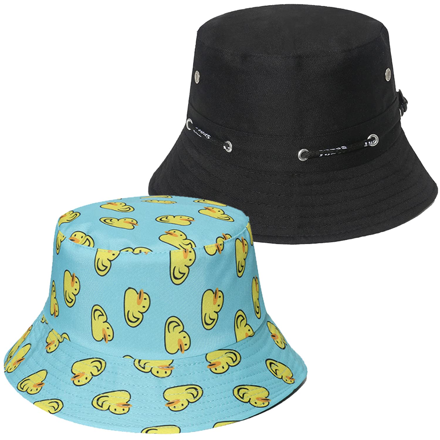 Rayson Lote de 2 Gorros Unisex Sombrero para Todas Las Estaciones Sombrero de Sol Sombrero de Cubo para Hombres Mujeres Plegable y Ajustable Camping Senderismo Pesca