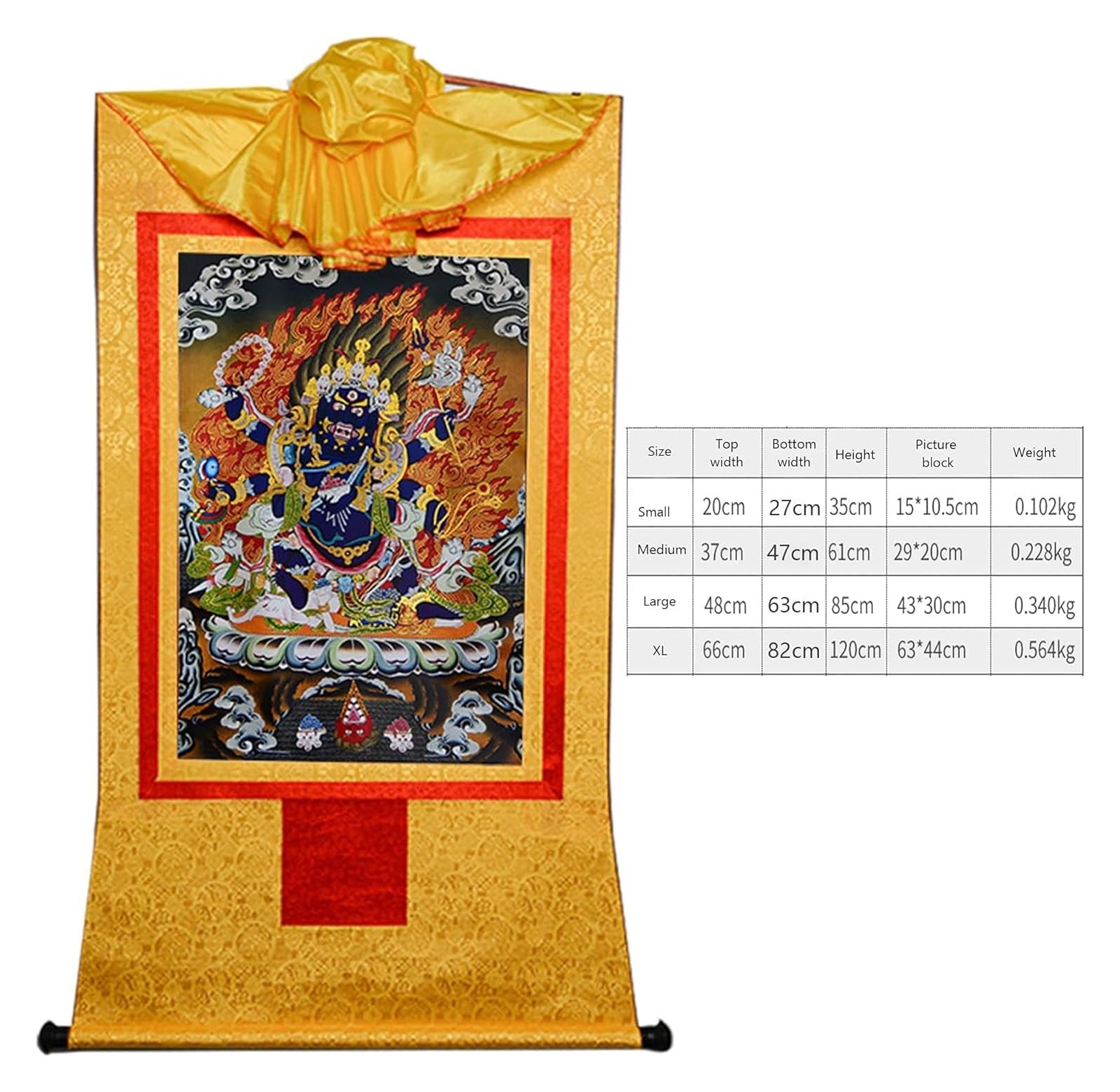 Thangka-Gemälde, tibetisches Thangka, Thangka-Gemälde, buddhistischer Wandteppich, sechsarmiger Mahakala, tibetische Thangka-Malkunst, buddhistischer Thangka-Brokat, Buddha-Wandteppich mit Schriftroll