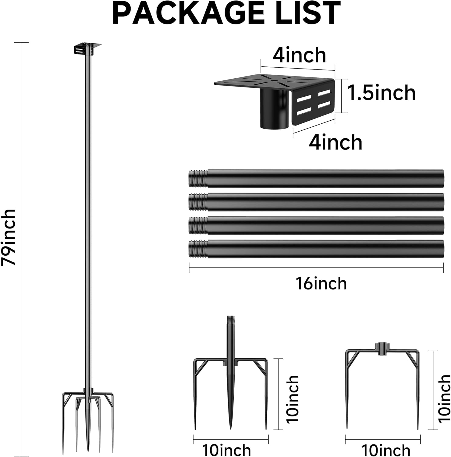 Bird House Pole Stand 79", Dia 1 Inch Smart Bird Feeder Pole, Feeding Station for Outdoors Heavy Duty, Compatible Post Mount