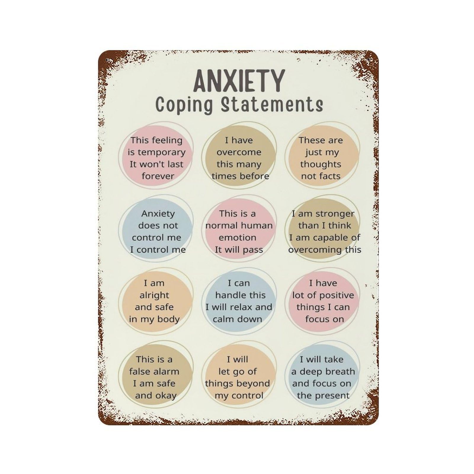 xiaoxiaoshen Anxiety Coping Affirmation Wall Decor Art Metal Tin Poster Modern Home Decor Art Home Bar Shop Decorations Vintage Sign 40x30cm