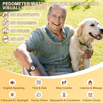 Hearkent Digital Talking Watch with Pedometer Step Counter Watch for Blind