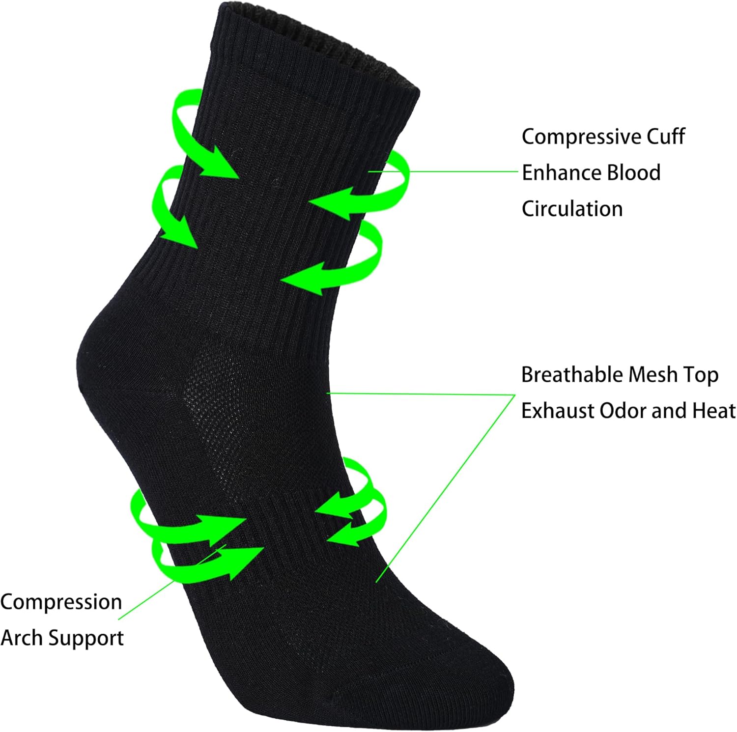 Womens Anti Odor Blister Resistant Seamless Breathable Cotton Crew Running Hiking Dress Socks,Size 6-10 - Image 3