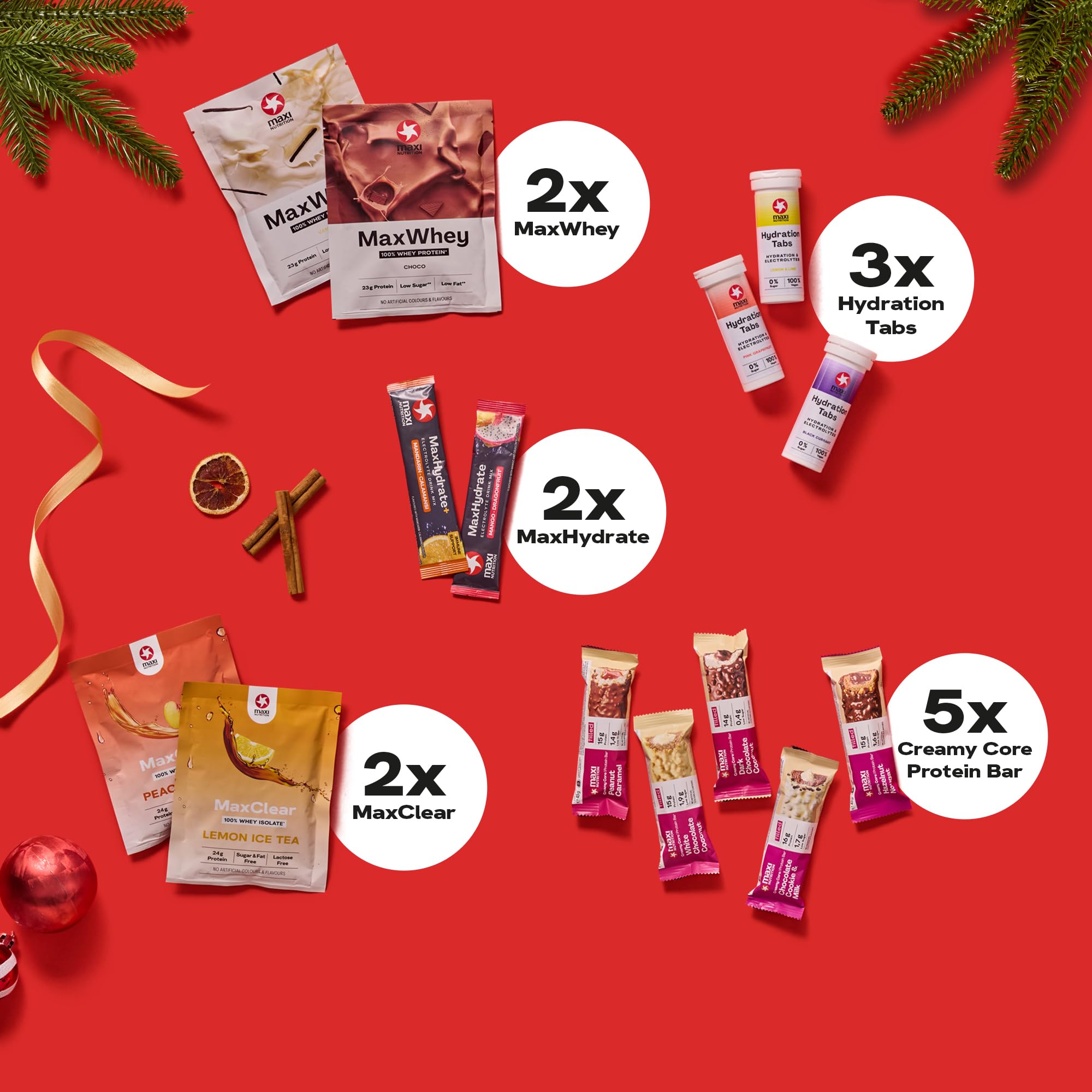 MaxiNutrition Protein Adventskalender 2025 mit 24 leckeren Überraschungen, Geschenkidee für Sportler
