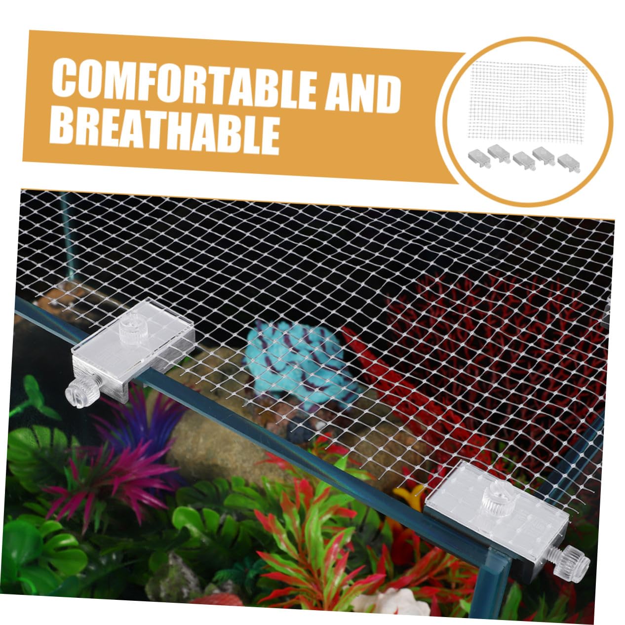 Aquarium Abdecknetz Einstellbares Atmungsaktives Sprung Netz mit Feiner Zuschneidbar Langlebiges Acrylgewebe Vielseitig für Fisch und Schildkrötenbecken Schutz und Trennung