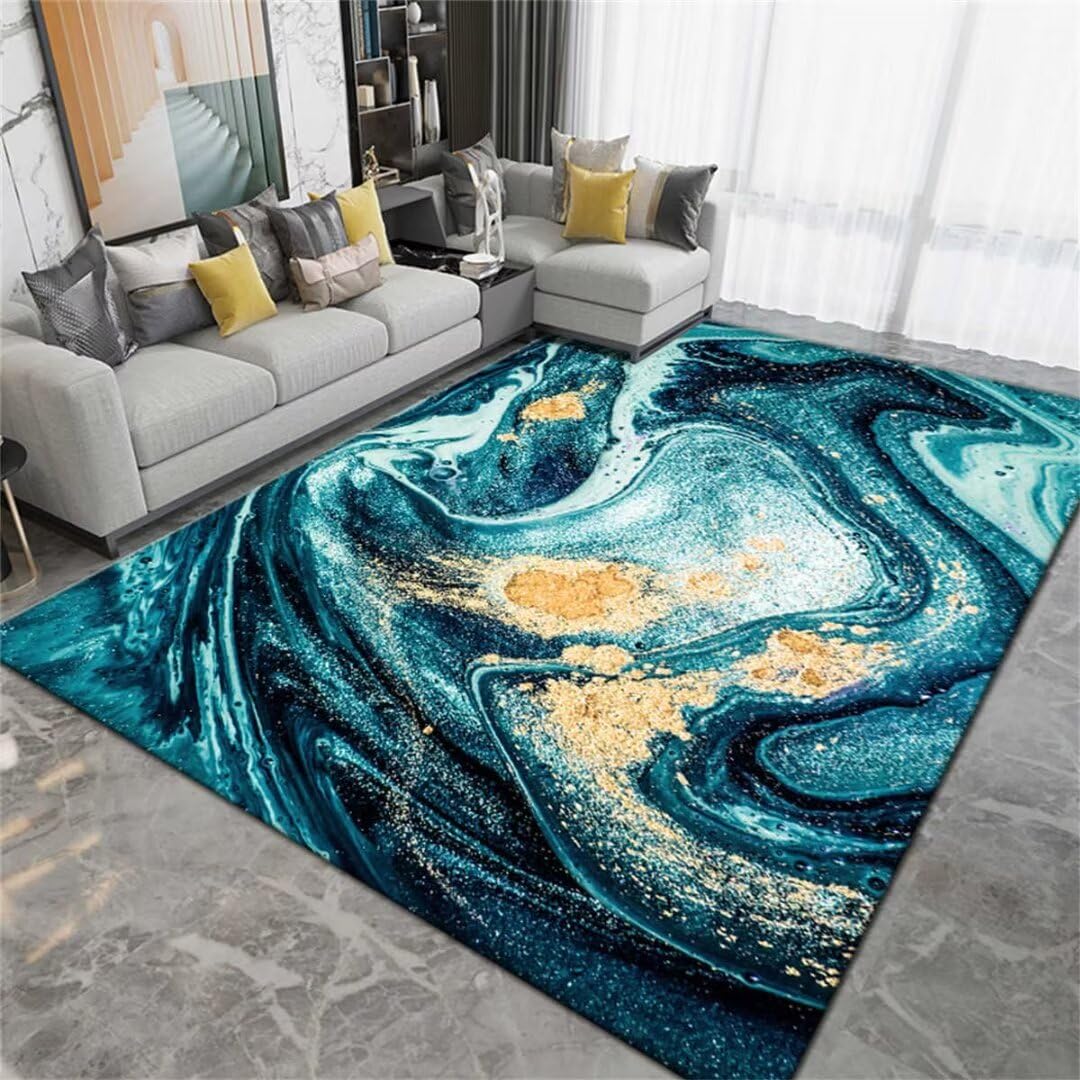 Tapis salon XXL bleu 180x250 pour chambre de garçon, grand tapis cuisine
