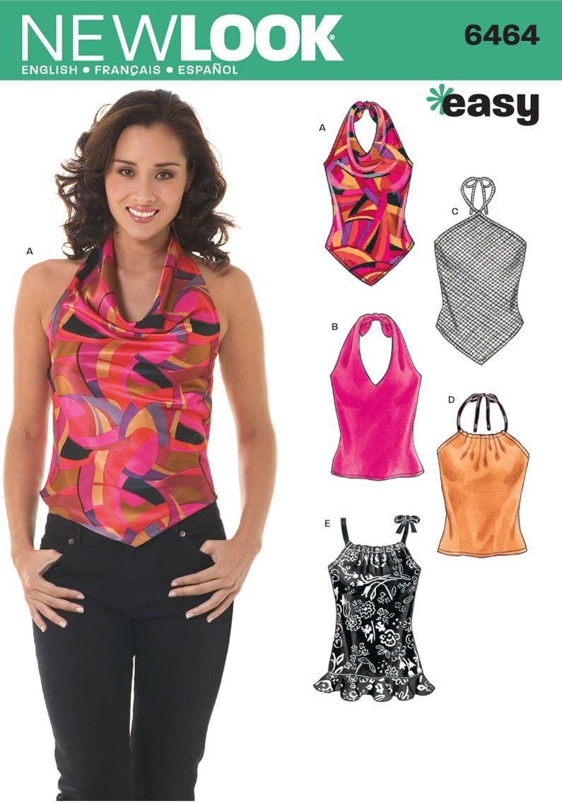 New Look Sewing Pattern 6464 Misses Tops, Size A (8-10-12-14-16-18)