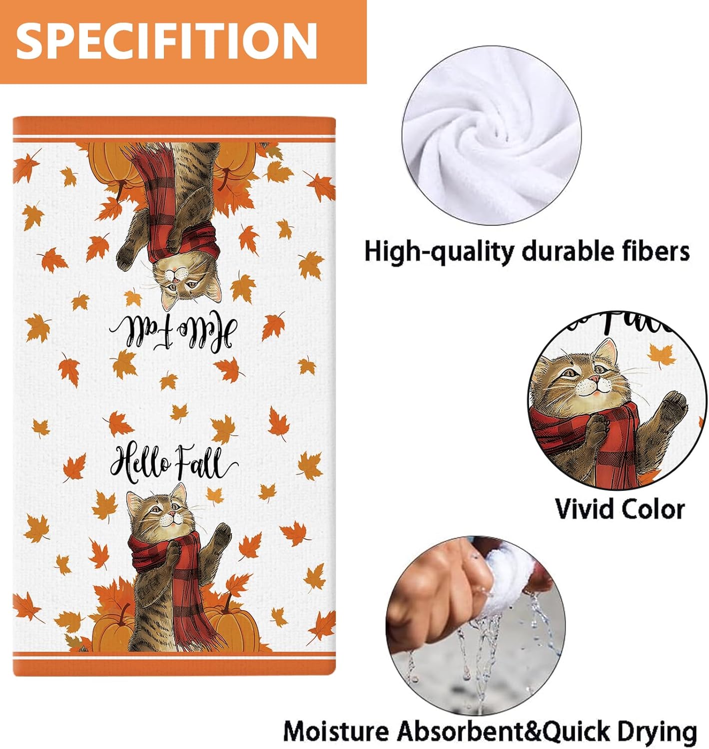 11 Pcs Kitchen Towels 14x21 Inch Cute Dish Towels Seasonal Christmas Lady Women Gift Holiday Hand Towels for Home Kitchen Bathroom Decoration (cat) - Image 4