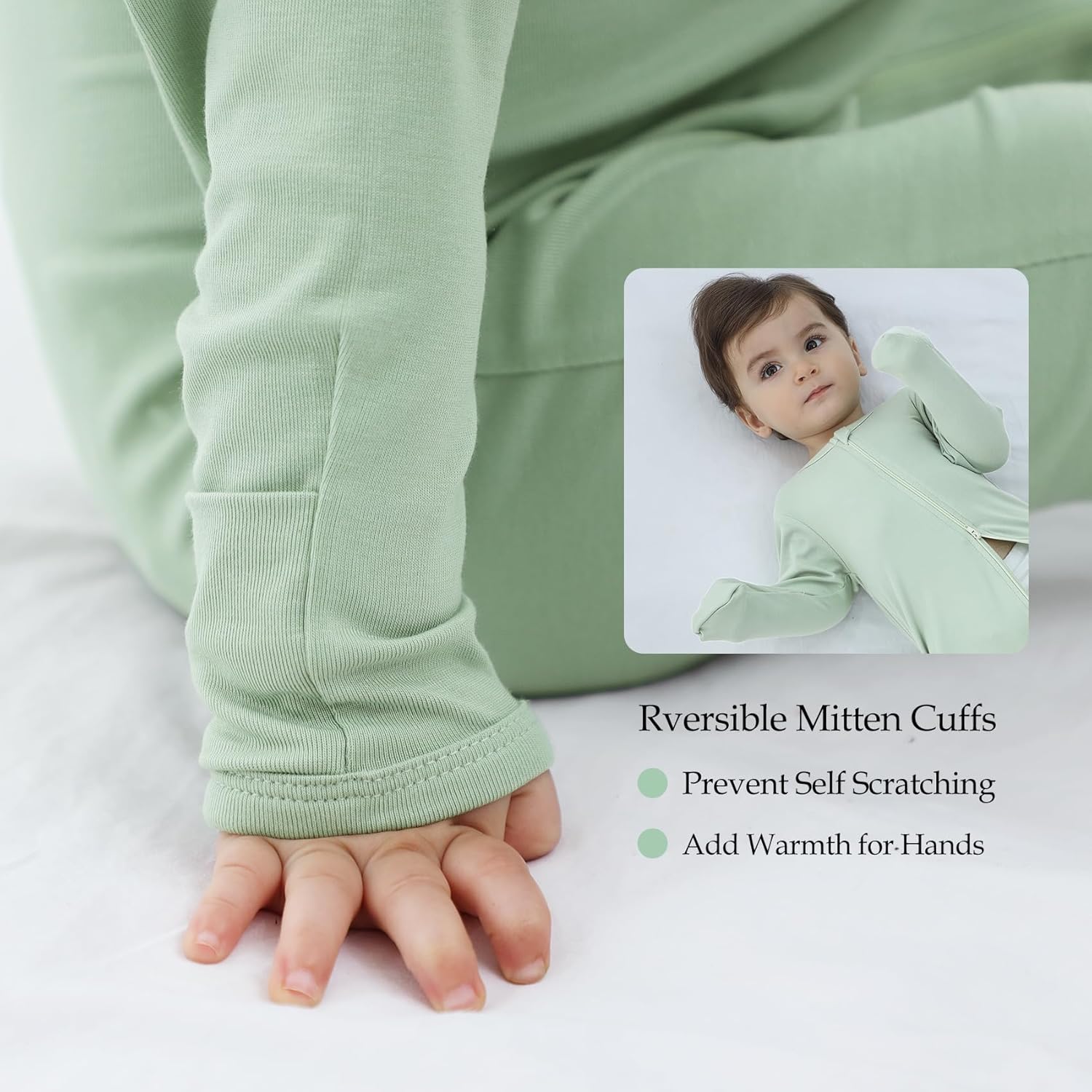 Rayon from Bamboo Baby Pajamas, Baby Sleeper with Mitten Cuffs and 2 Way Zipper, Rompers for Baby Boy Girls 0-24 Months - Image 3