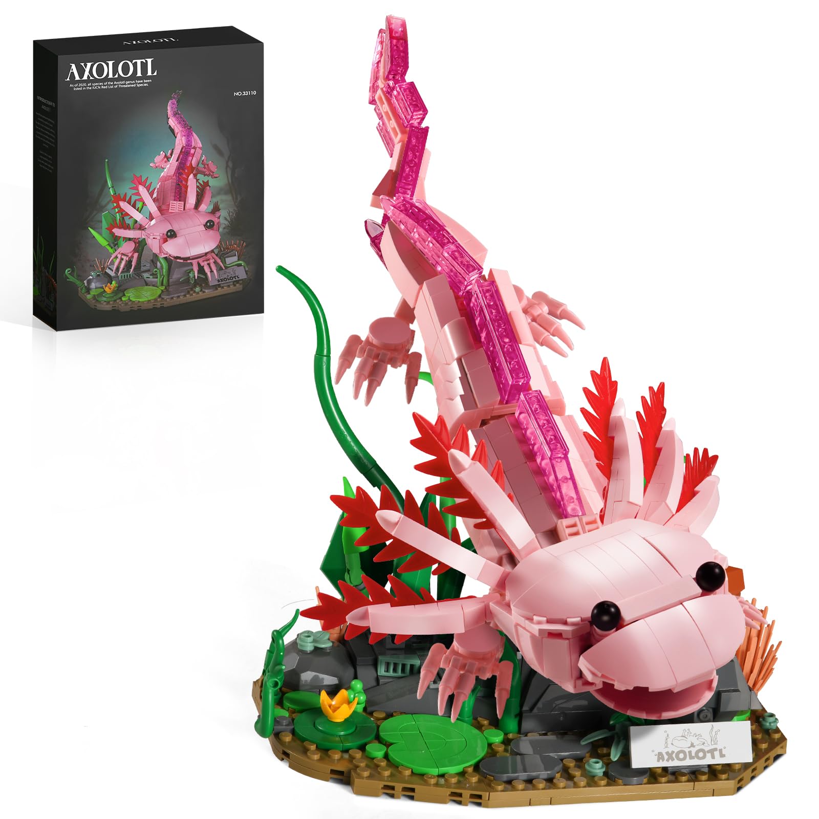 Axolotl Building Blocks Sets,Pink Axolotl Toy,Gifts for Teens Adults