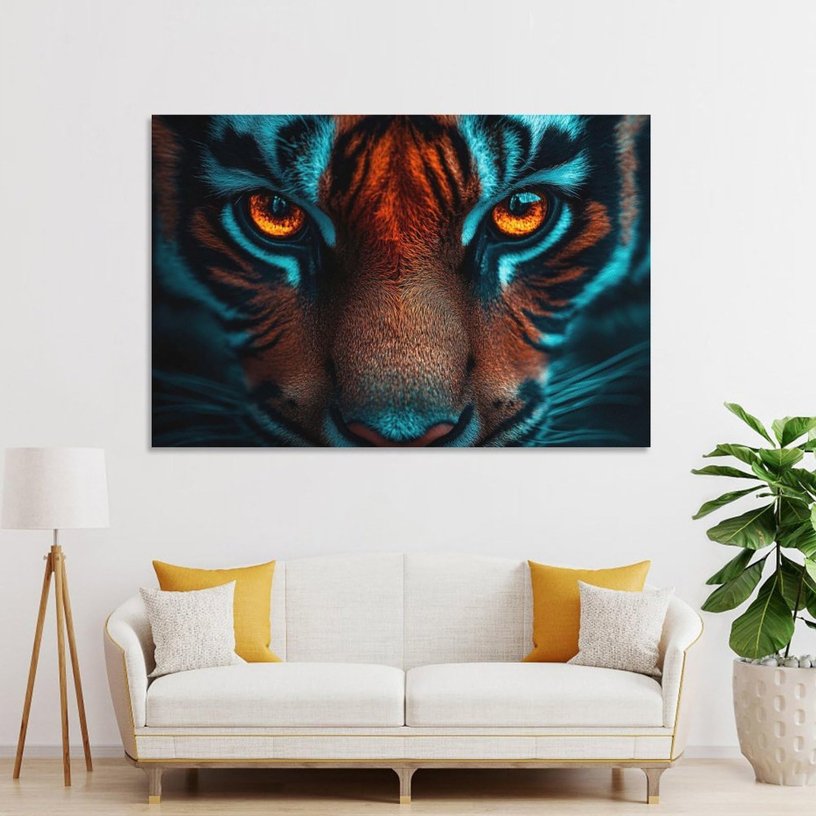 Junmoney Intense Tiger Gaze Canvas Wall Decor, 20x30inch(50x75cm), for Home Office, Desk Area Or Studio, Wall Art That Adds Style to Work Areas