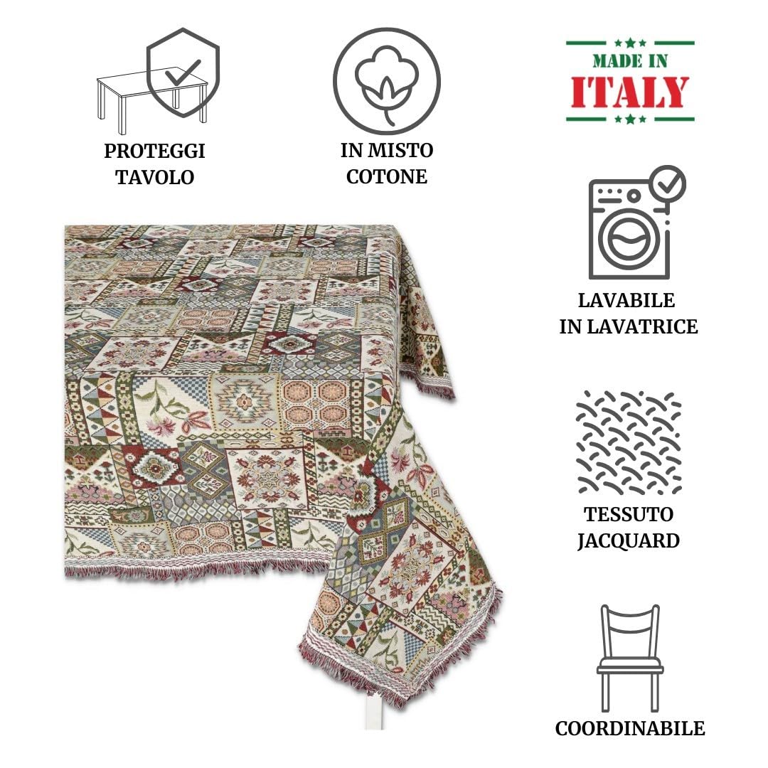 Casatessile Tovaglia copritavolo Elegante Tessuto GOBELIN Jacquard Aurora X - 8 posti 140x220 cm.
