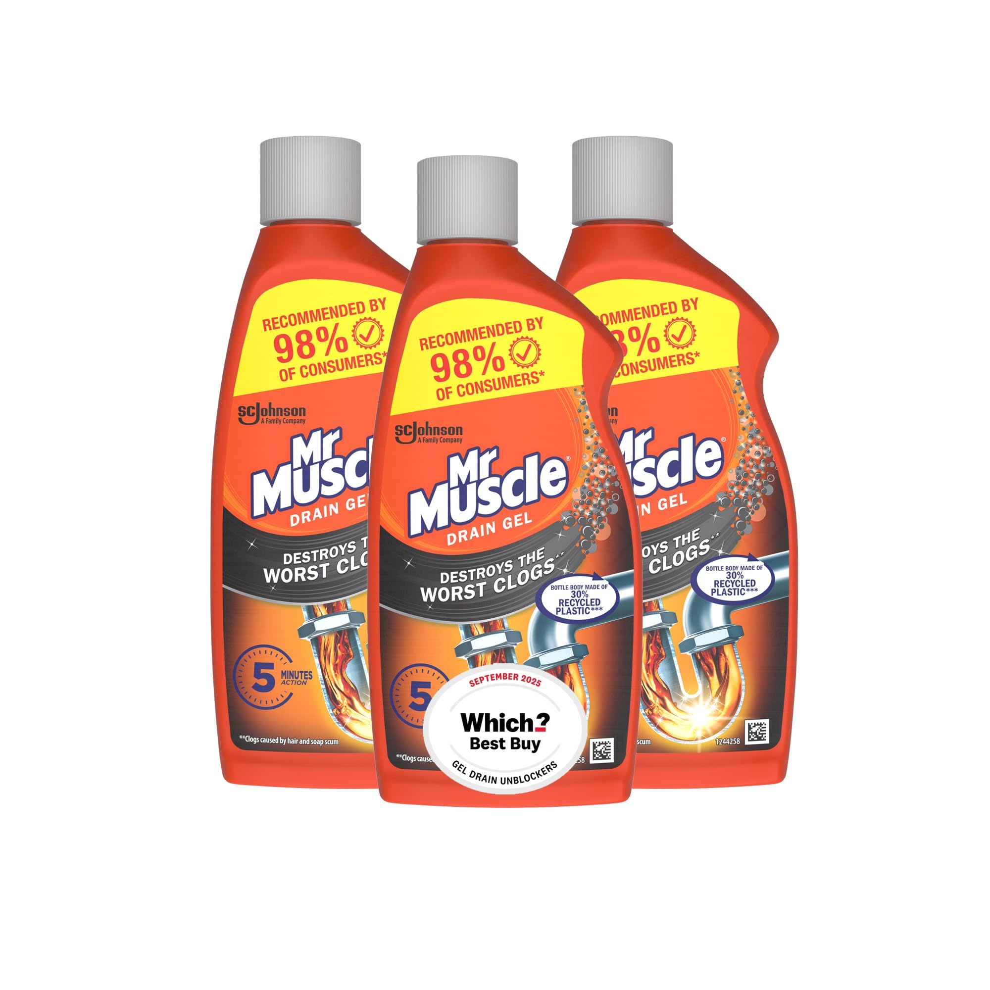 Mr Muscle Drain Unblocker Liquid (1L), Sink & Drain Cleaner, Strong & Fast Acting Heavy Duty Power Gel, Dissolves Clogs (Packaging May Vary) — view 10