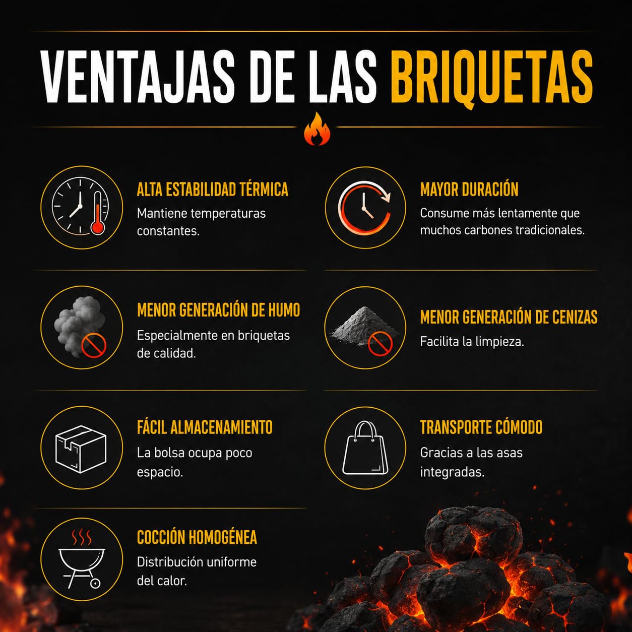 CABLEPELADO Briquetas de Carbón para Barbacoas 3kg, Encendido Rápido, Sin Aditivos, Compatibles con Todo Tipo de Parrillas, 3 Kg | Grill Briketts (2x3 kg)
