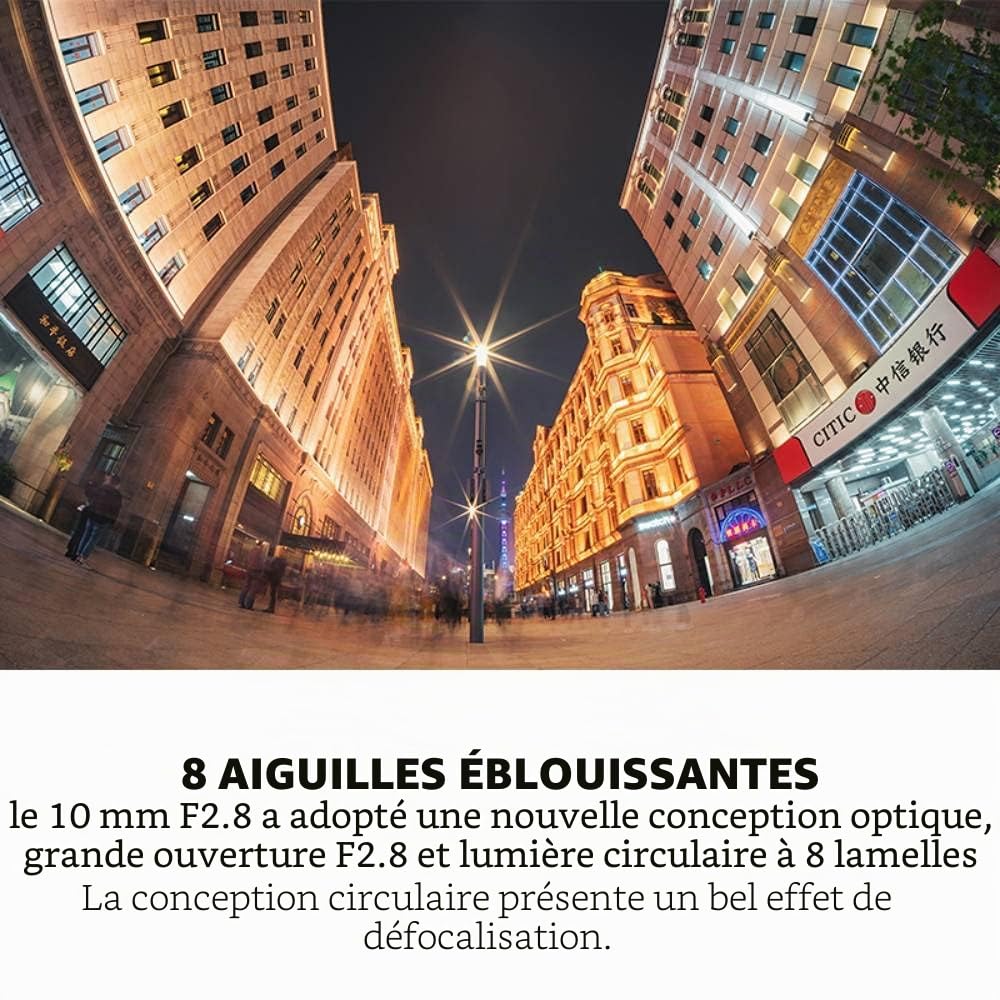 7artisans Objectif Fisheye 178° Full Frame F2.8 Full Frame Ultra Grand Angle 10 mm Mise au Point Manuelle pour appareils Photo sans Miroir Canon RF EOS R/EOS R3/EOS RP/EOS R5/EOS R6