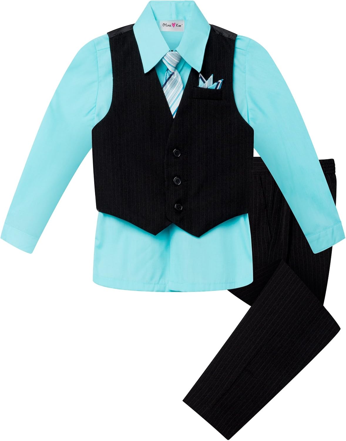 Baby and Big Boy's 4 Piece Pinstripe Vest Suit Set (Size S to 20)