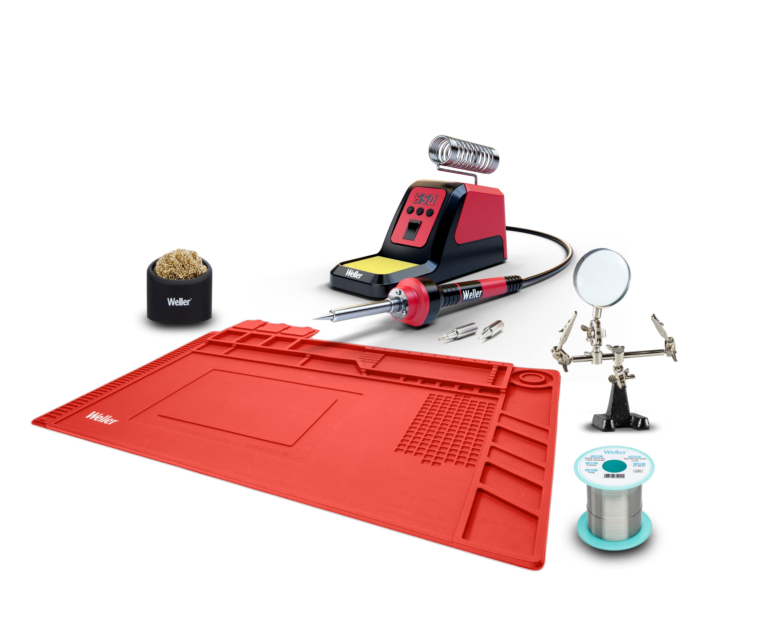 Weller 70 Watt Digital Soldering Station with Lead Free 0.5 mm Solder Wire, Magnified Helping