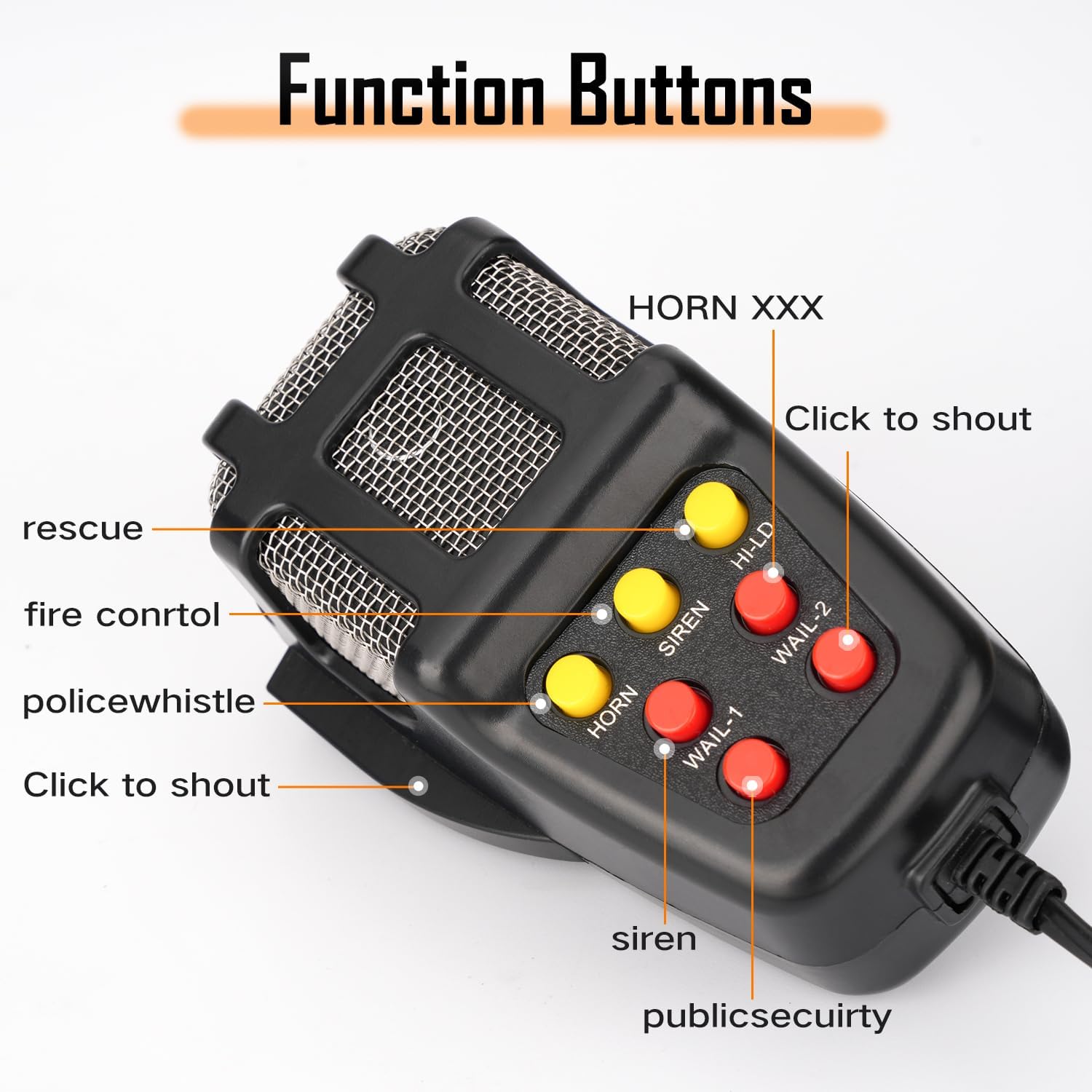 Car Siren Horn 7 Tone Sound Loud 12V 100W for Car Truck with Microphone Amplifier Universal Fit.