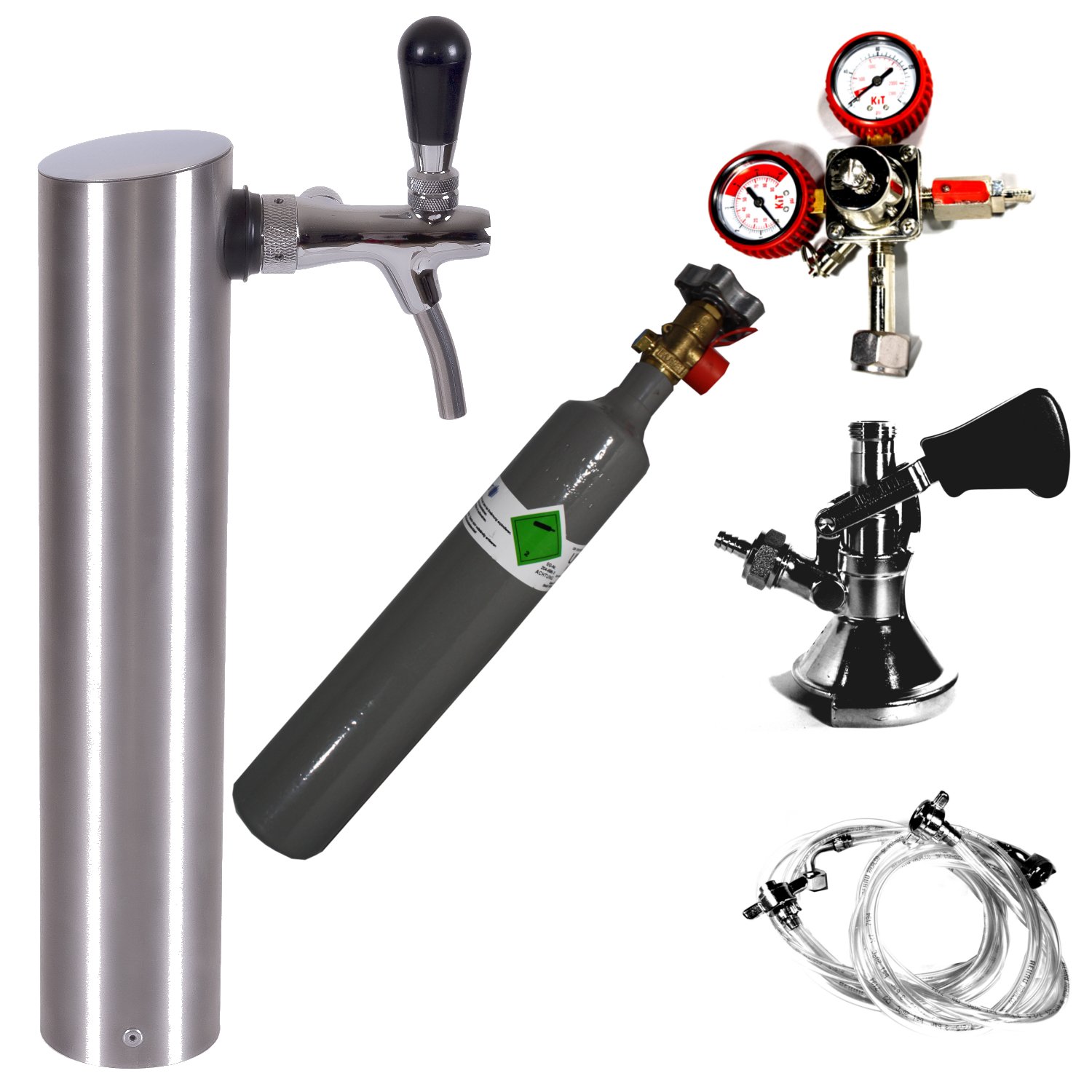Fassbierkühlschrank 50l Fässer mit Schanksäule, Keg, Uhr, Schläuche & Co²