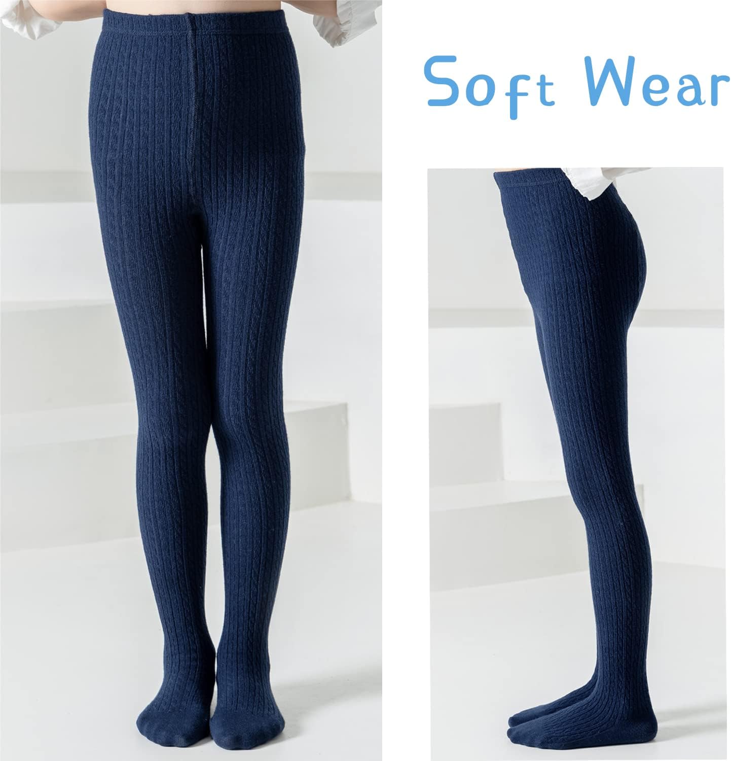 Marchare Baby Girls Tights Cable Knit Solid Leggings Winter Warm Stockings For Toddler Girls 2/3 Pack 2-10 Years - Image 6