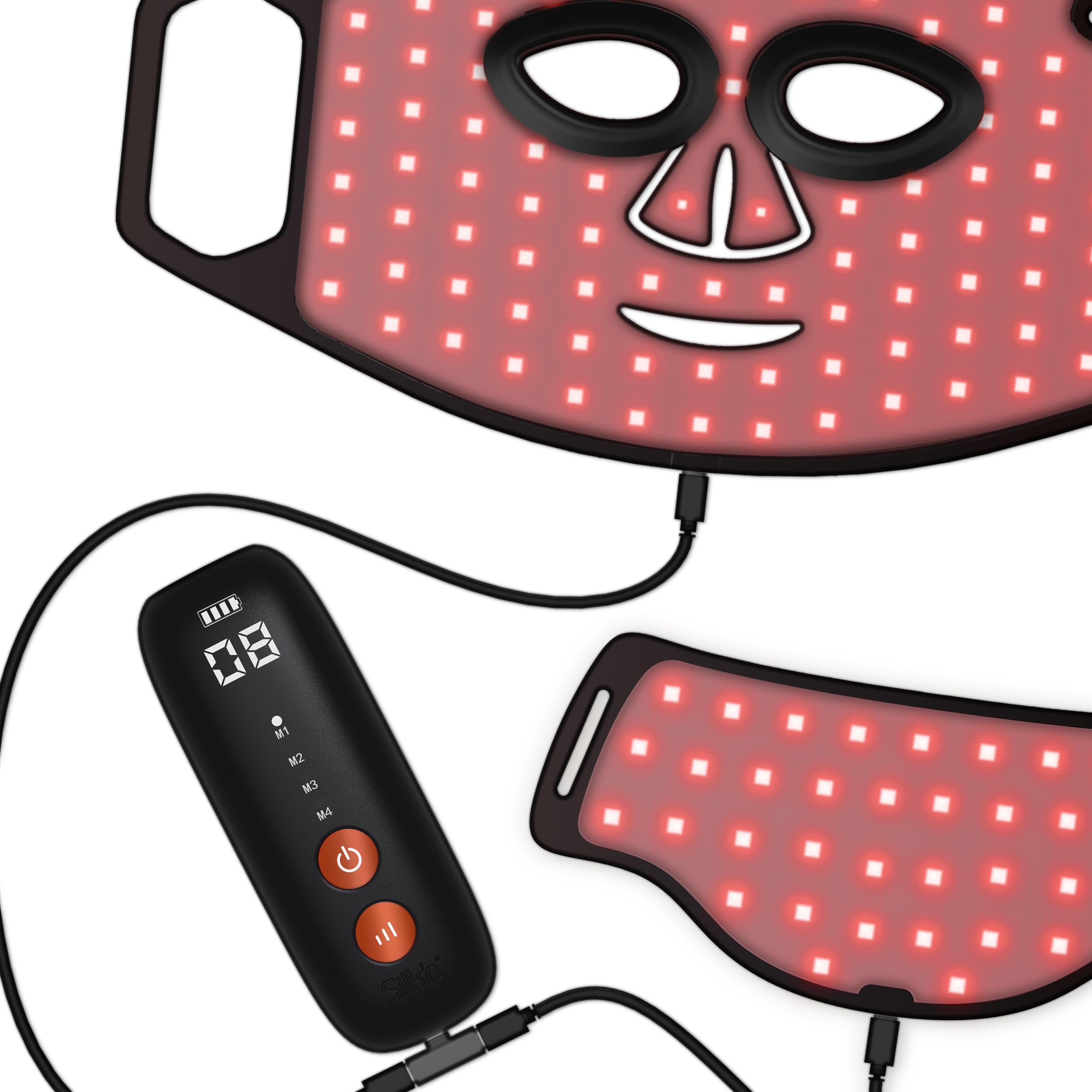 Silk'n Set Maschera LED per viso e collo | Maschera LED Dual | Maschera di bellezza con fototerapia per viso e collo | Cura della pelle | Nero