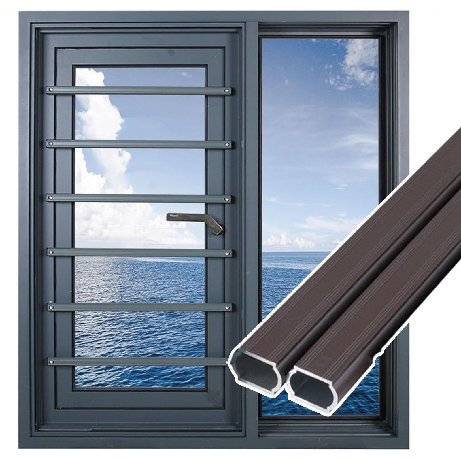 Protectores de ventanas de seguridad color marrón de 75 cm para un hogar seguro