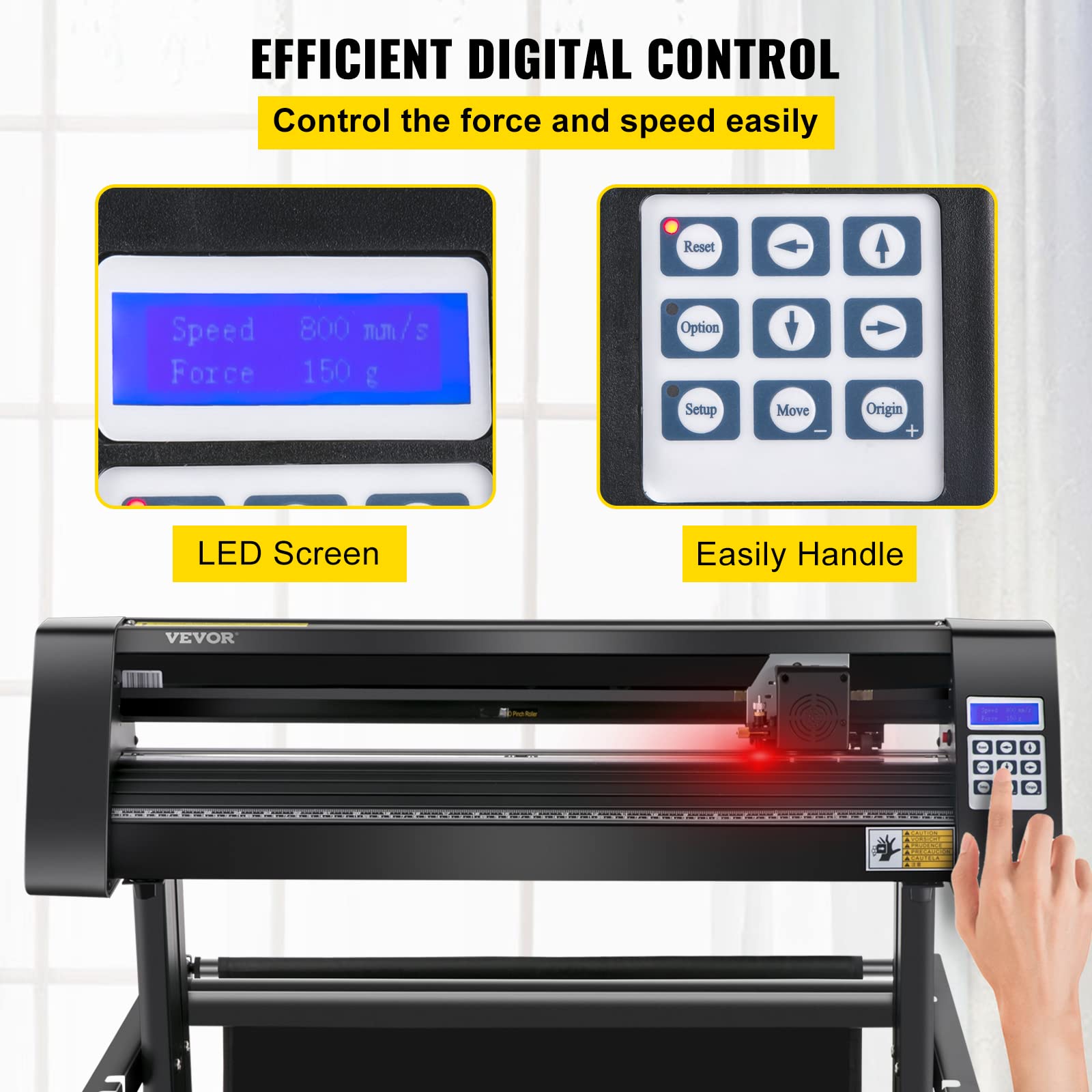 VEVOR Plotter da Taglio Vinile Semiautomatica con Luce Guida a LED, KH-870A 870 mm 95 W Taglierina per Plotter Vinile Signmaster per Adesivi per Auto, Segnali Stradali, Palloncini, Caschi, ecc.