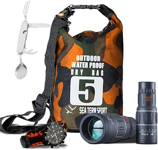 Go Tough Wilderness Camping Set | Camping Kit with Included Waterproof Dry Bag, Monocular, Paracord Survival Watch, Utensil Set | Outdoor Vacation Tools for Hiking, Camping, Fishing, Kayaking