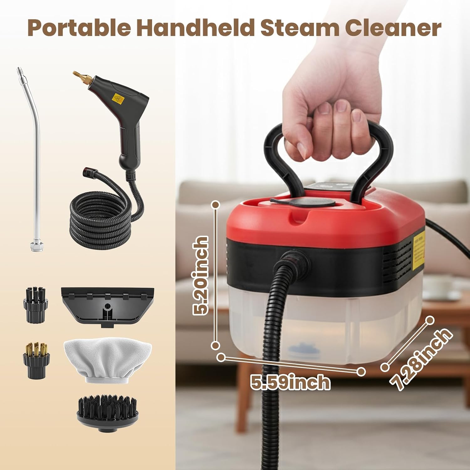 Saker Handheld Steam Cleaner for Home,6-Level Adjustable Steamer for Cleaning,Portable Steam Cleaner,Steamer for Cleaning with 1200ML Water Tank,Suitable for Kitchen,Bathroom,Living Room
