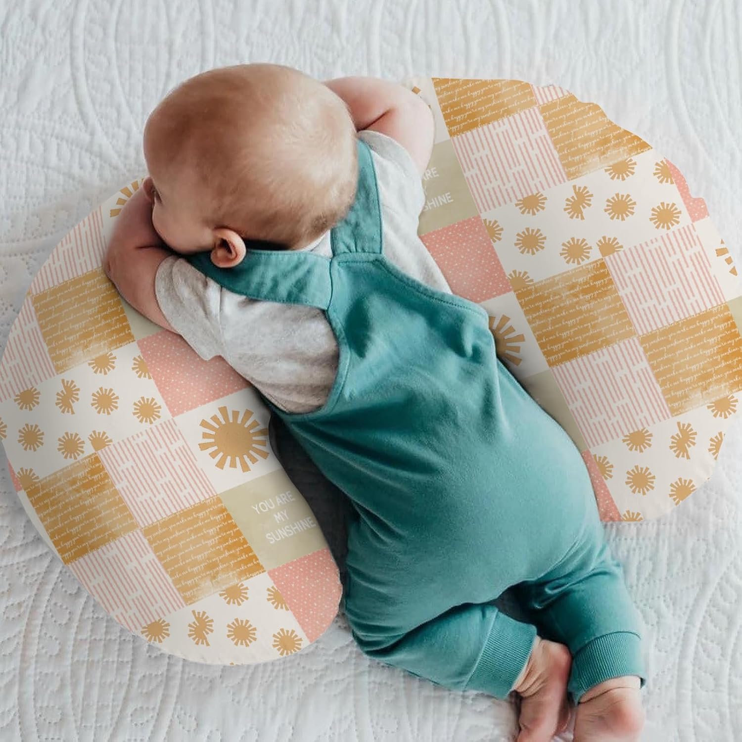 Vintage Sun Baby Nursing Pillow Covers for Boy Girl Boho Sunshine Nursery Feeding Pillowcase for Breastfeeding Pillows Neutral Summer Sunshine Soft Stretchy Slipcovers for Newborn Infant Pink