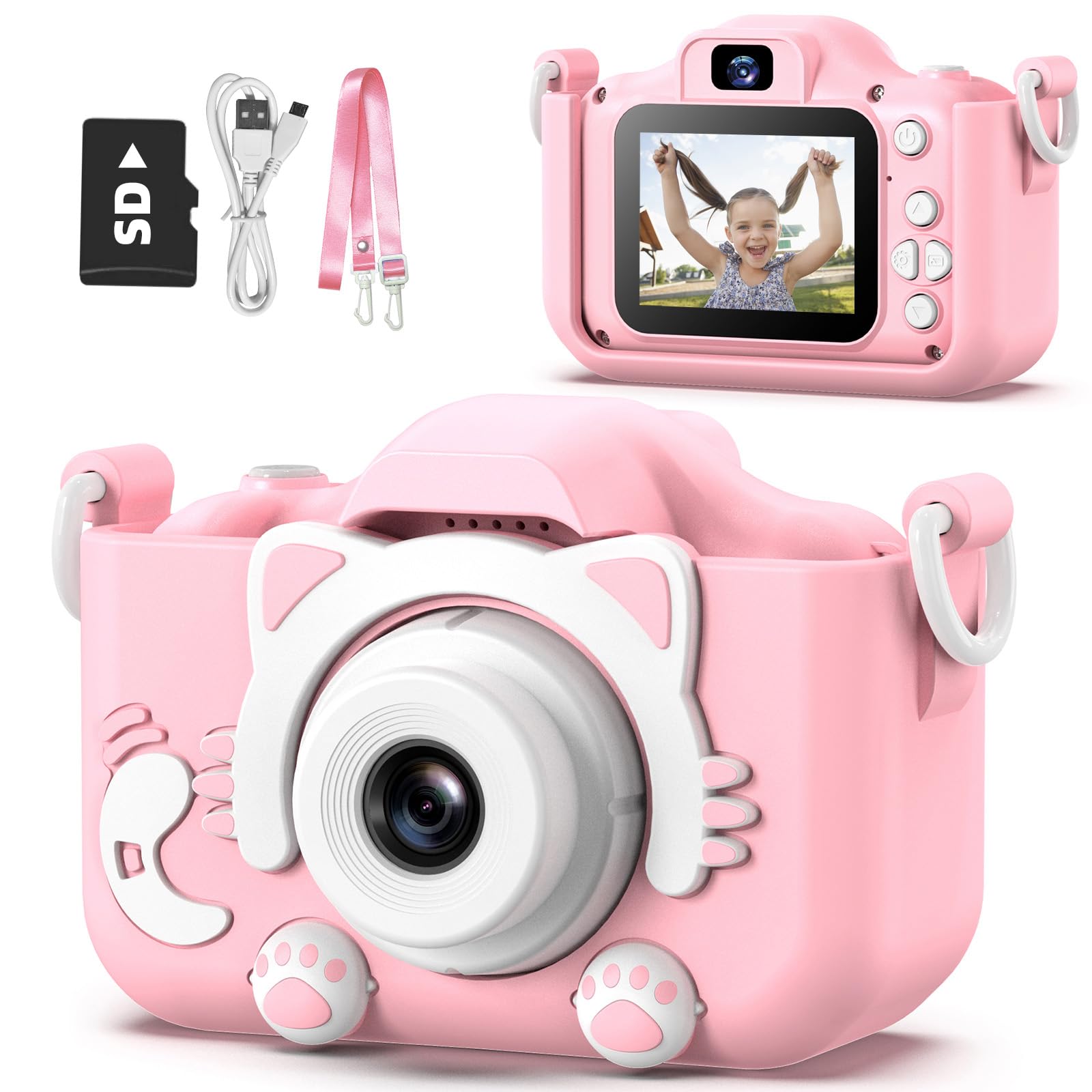 Goopow Kids Camera Toys for 3-8 Year Old Girls Boys,Children Digital Video Camcorder Camera with Cartoon Soft Cover, Best Chritmas Birthday Festival Gift for Kids