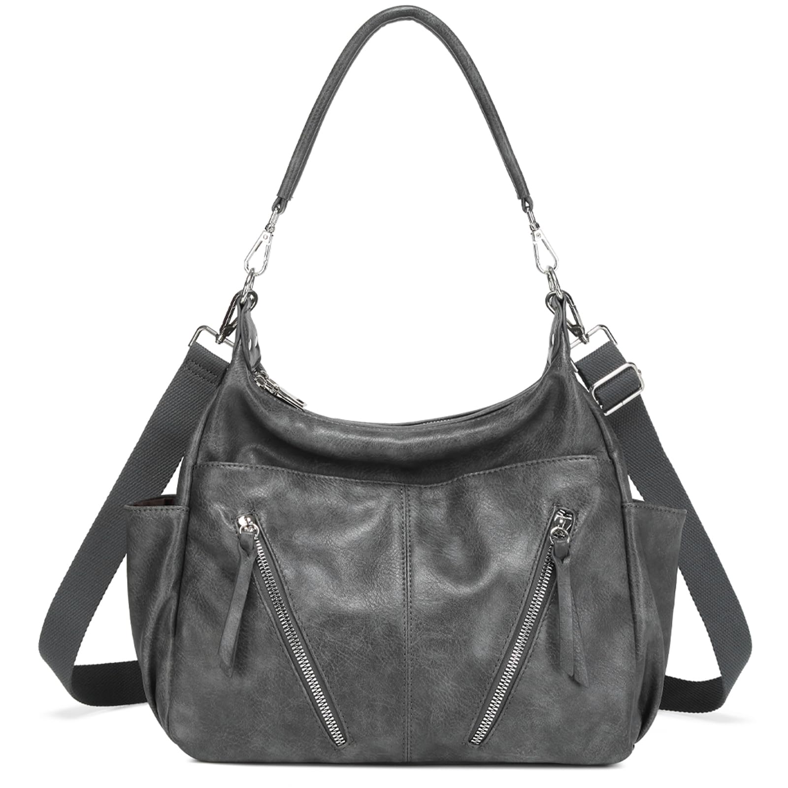 MYHOZEE Hobo Crossbody Bags for Women - Vegan Leather Handbags Women's Tote Shoulder Purses Satchel Top Handle Bag Gray