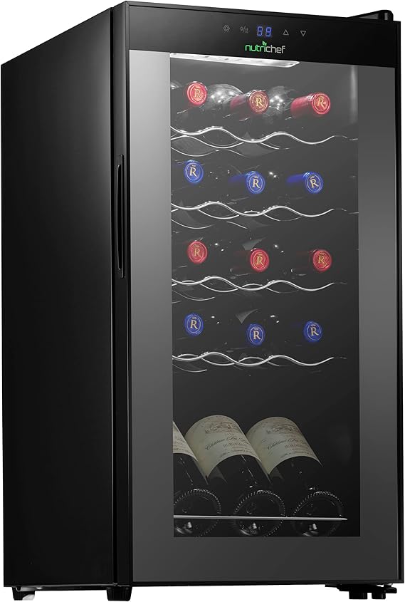 NutriChef Compressor Refrigerator White & Red Chiller