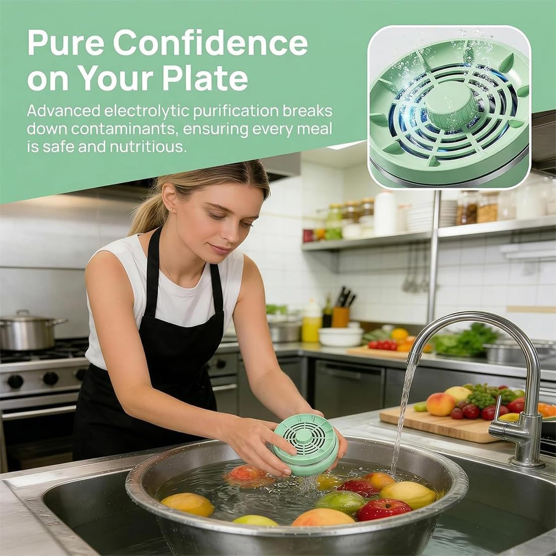 Fruit and Vegetable Washing Machine, Wireless Fruit and Vegetable Cleaning Purifier, Strong Vortexs Technology&Portable, for Veggie Grains Rice Meat Seafood (2PCS-A+B)