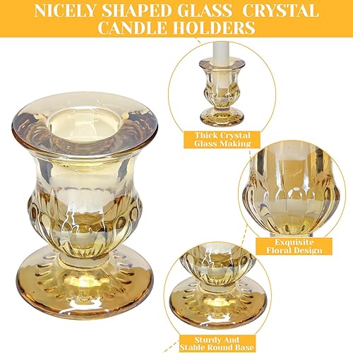 Miniatura 3 de BEIUTAO Portavelas, 24 portavelas a granel, portavelas dorados para centro de mesa, juego de velas de vidrio más grueso para bodas, fiestas,