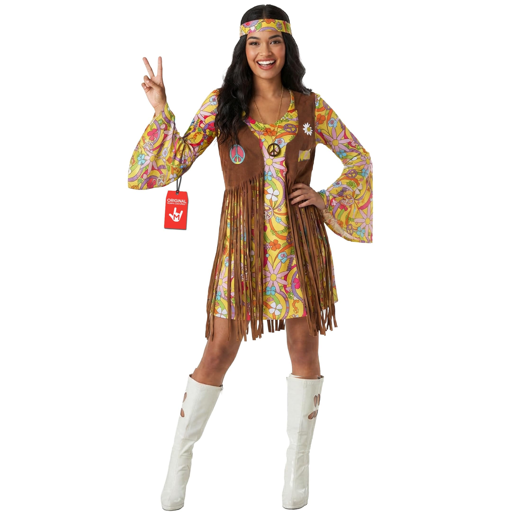 Morph Costume Anni 60 Donna, Costume Hippie Halloween Donna
