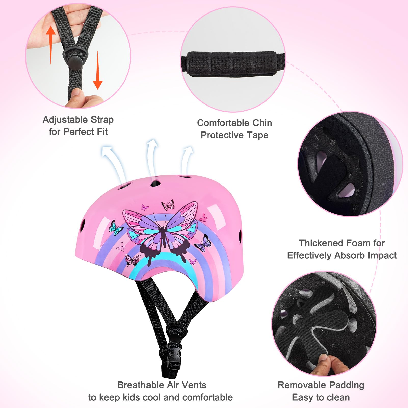 Kask rowerowy dla dzieci, regulowany, młodzieżowy, z naklejkami DIY, dla dziewcząt w wieku 3-5-8-14 lat, do jazdy na rowerze, skuterze, deskorolce, rolkach
