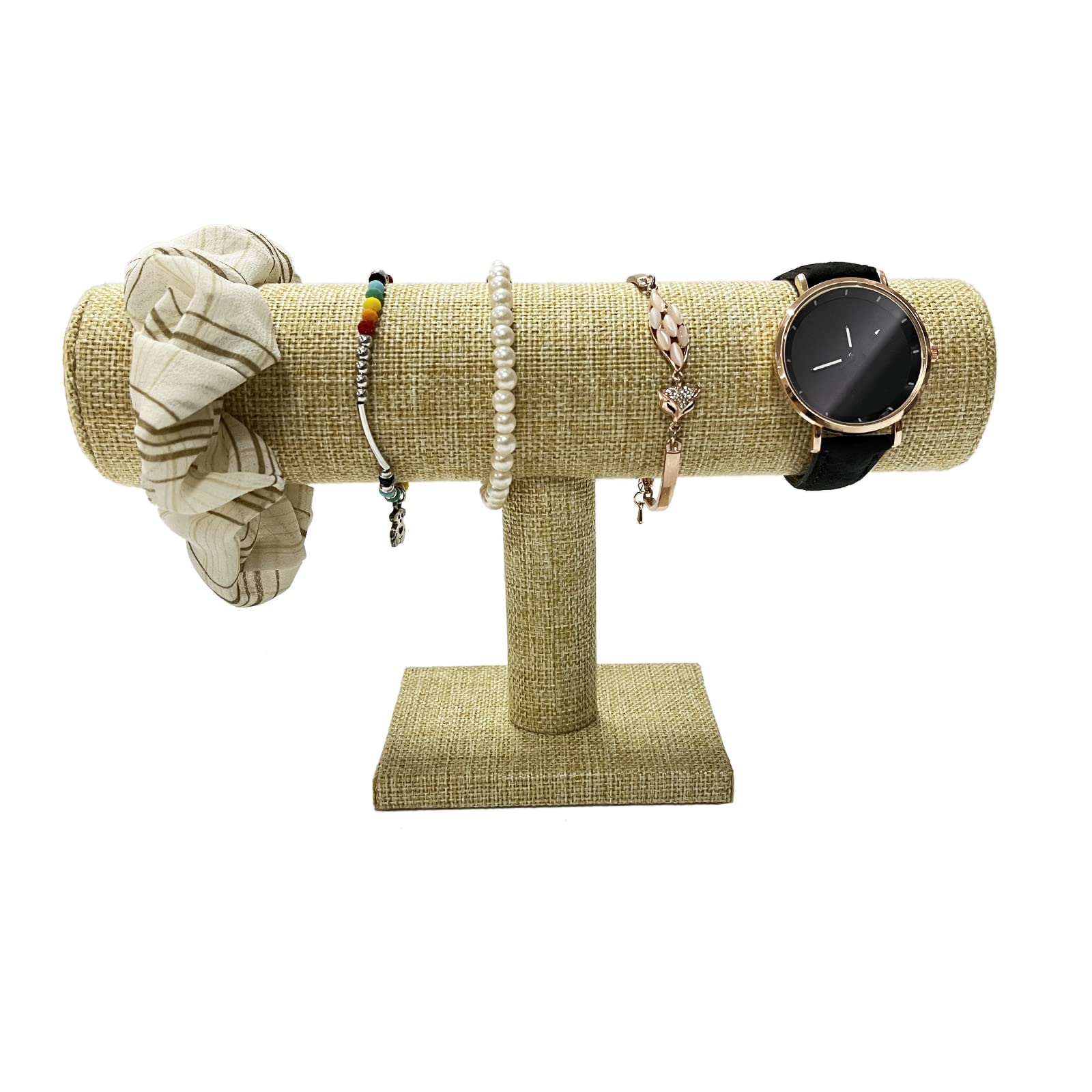 Coward T-Bar-Armband-Organizer für Schmuck, Haargummis, Uhren, Heimorganisation (gelbes Leinen)