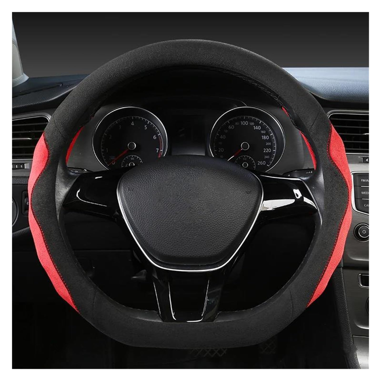 de 36 cm, Forma de D, de Piel de Ante, Funda Protectora para Volante de Coche, Talla S, para Suzuki Alto, Accesorios para Interior de Coche, Negra