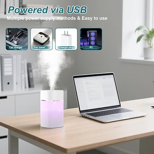 Miniatura 6 de Humidificador pequeño para plantas, mini humidificadores de niebla fría para dormitorio, humidificadores personales de escritorio para interiores,